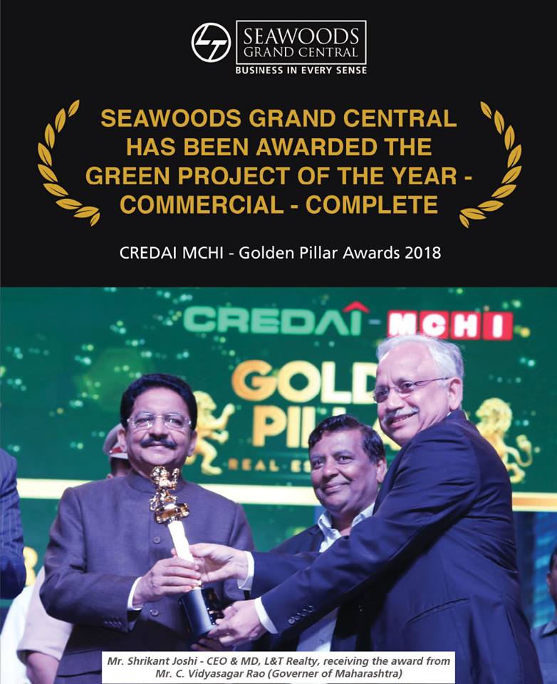 L and T Seawoods Grand Central awarded Green Project of the Year (Commercial-Complete) 2018